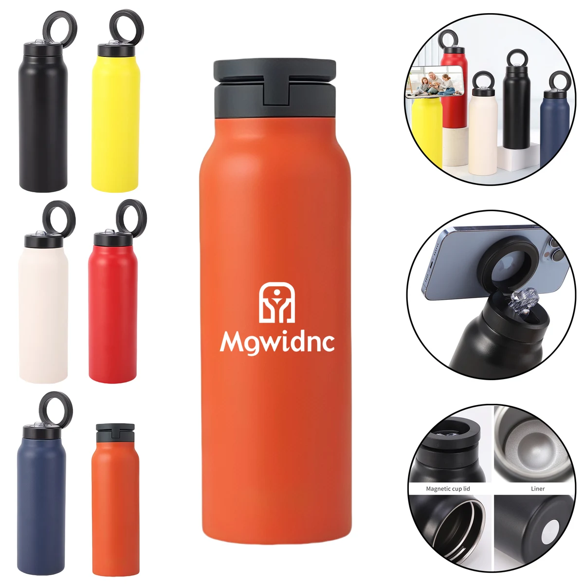 Magnetic Stainless Steel Insulated Cup with Phone Holder 1