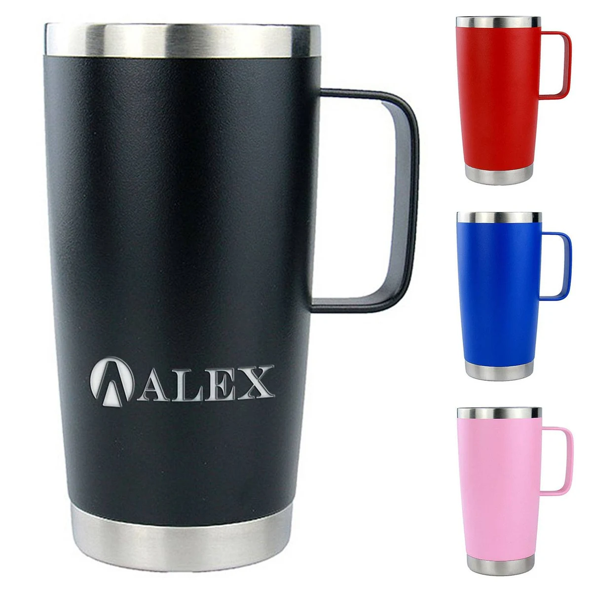 20oz Stainless Steel Insulated Coffee Tumbler w/ Handle 1