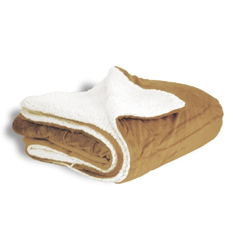 Camel Sherpa Faux Micro Mink/Lambswool Sherpa Throw Blanket 1
