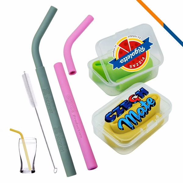Omega Silicone Straws for Commutes, Fitness and Travel