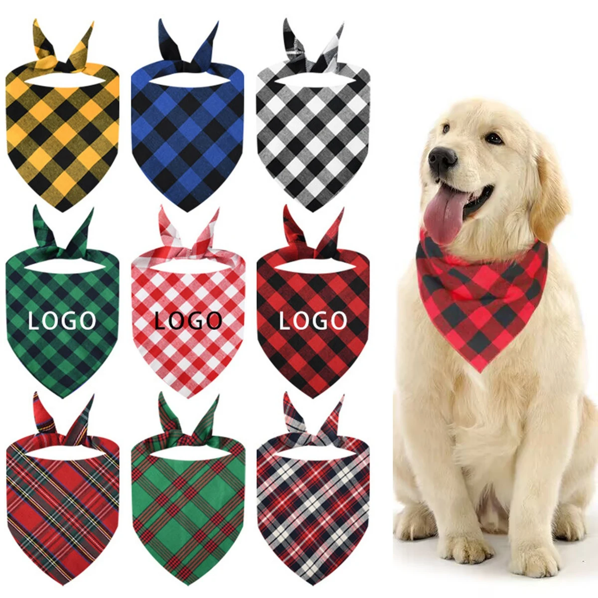 Stylish Plaid Dog Bandana 1