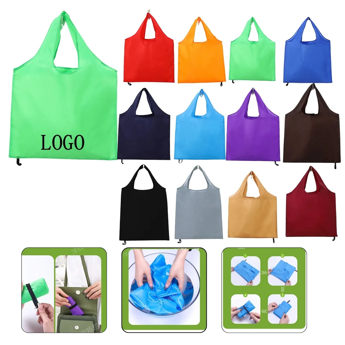 22.05" x 16.93" Reusable Polyester Tote Bag Bundle 1
