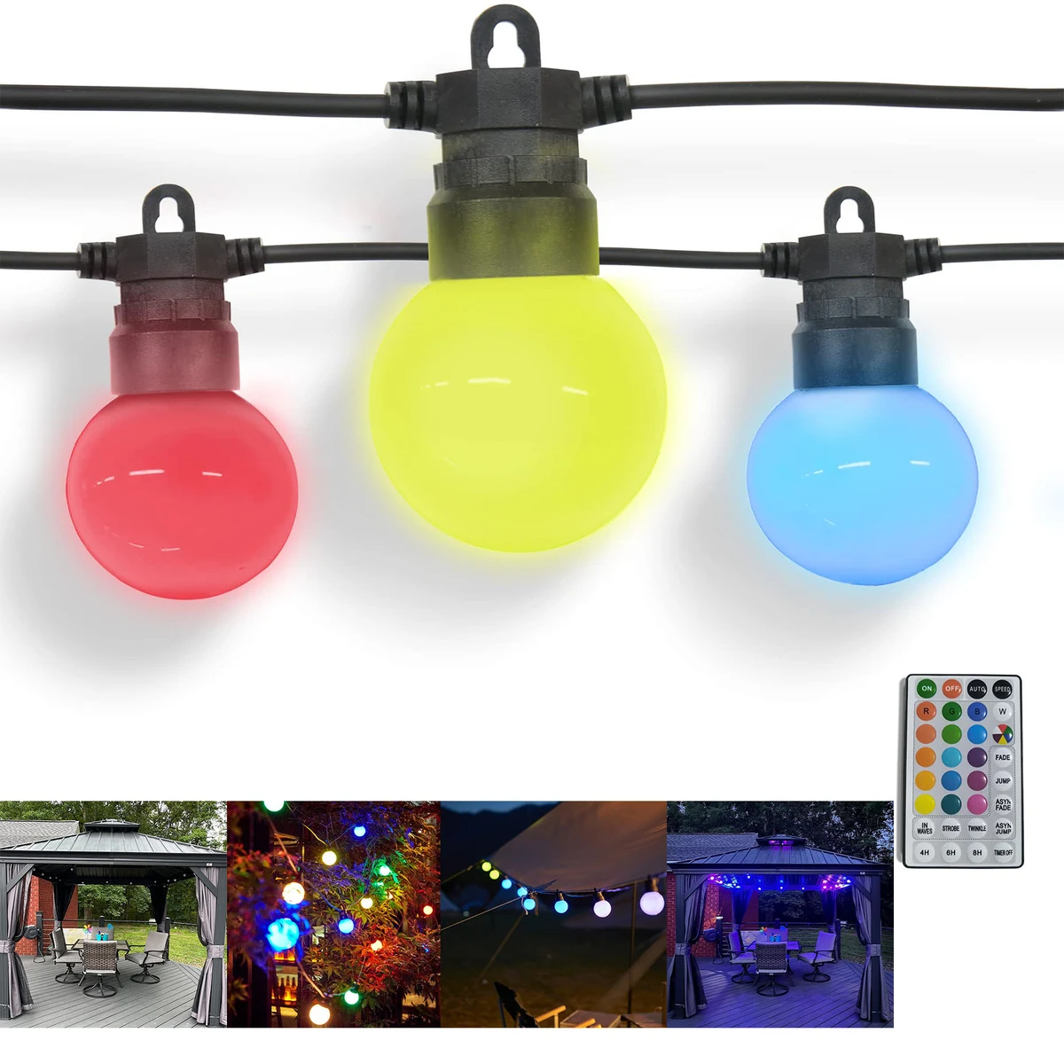 24Ft Color Outdoor String Lights 1