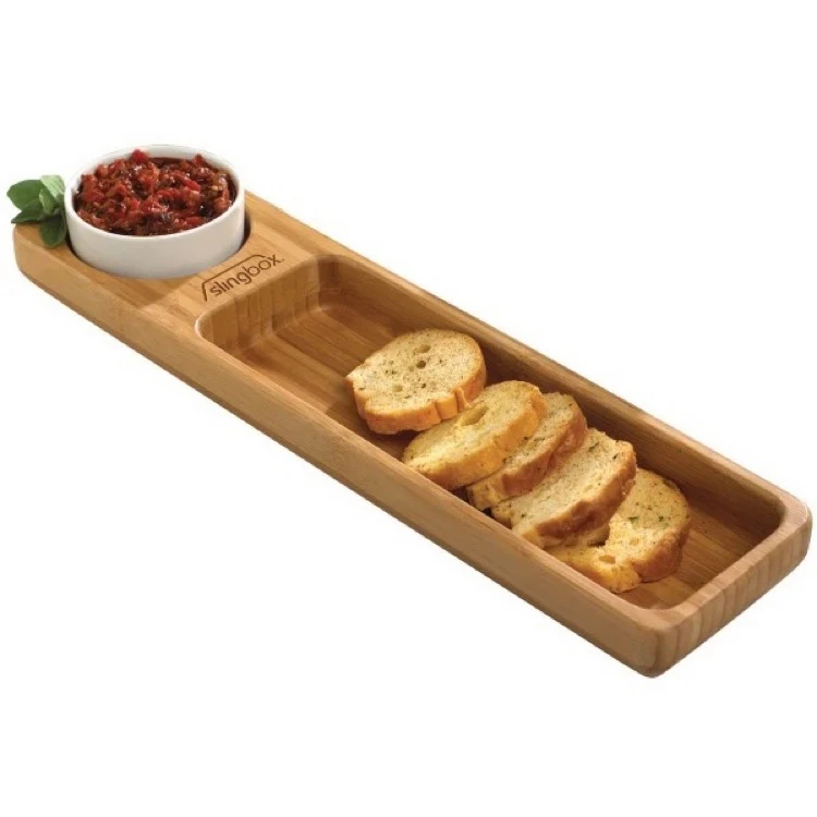 BistroTek Preimum Bamboo Snack Tray Set 1