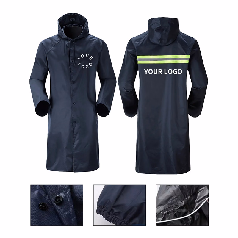 51 Inch PVC Raincoat Breathable Black