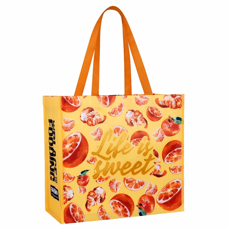 Custom Full-Color 135g Laminated Non-Woven Grocery Shopping Tote Bag 15.5"x14.5"x8"