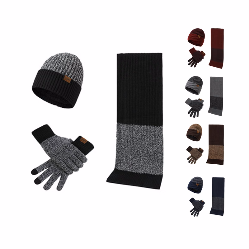 Beanie Hat Scarf Touch Screen Gloves Set
