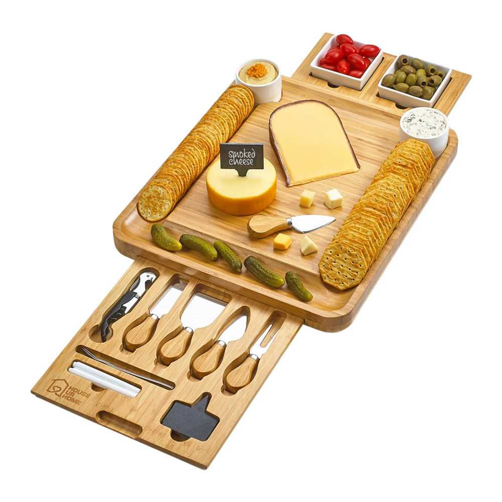 Bamboo Cheese Board and Knife Set 1