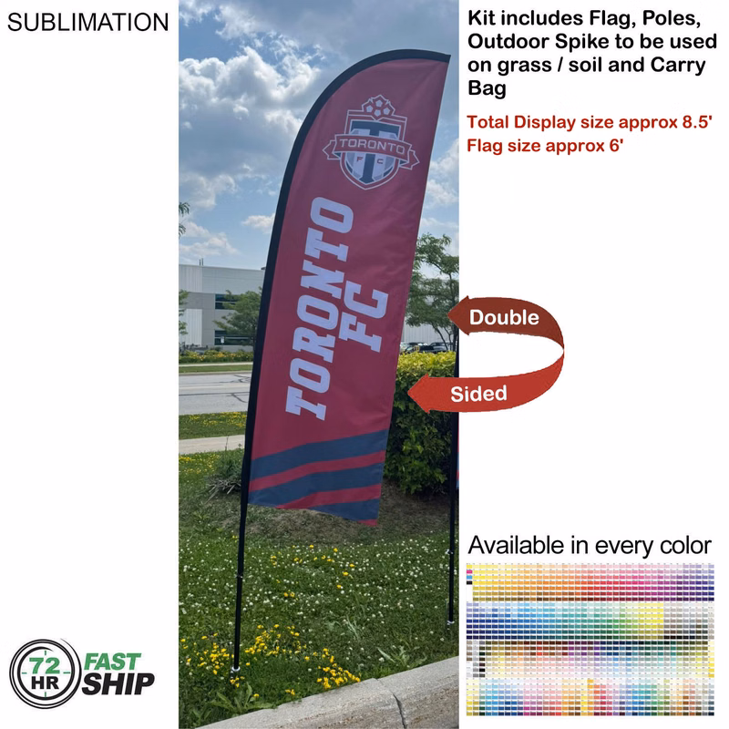 72Hr Fast Ship - 8.5' X-Small Feather Flag Kit, Full Color Graphics Double Sided