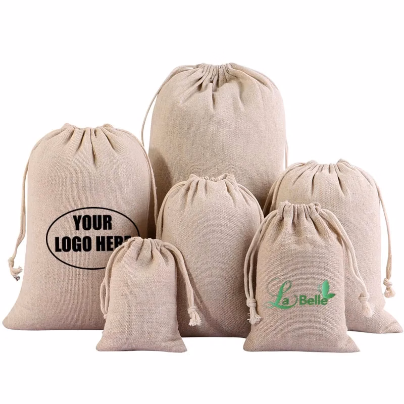 Custom Cotton Linen Drawstring Bags
