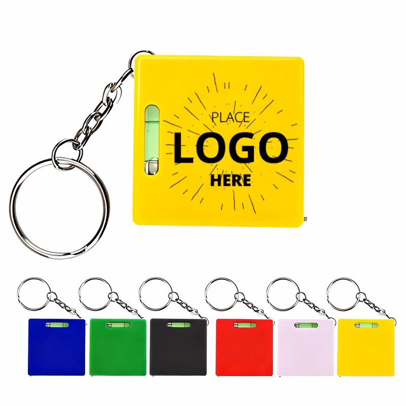 Mini Tape Measure Keychain with Bubble Level