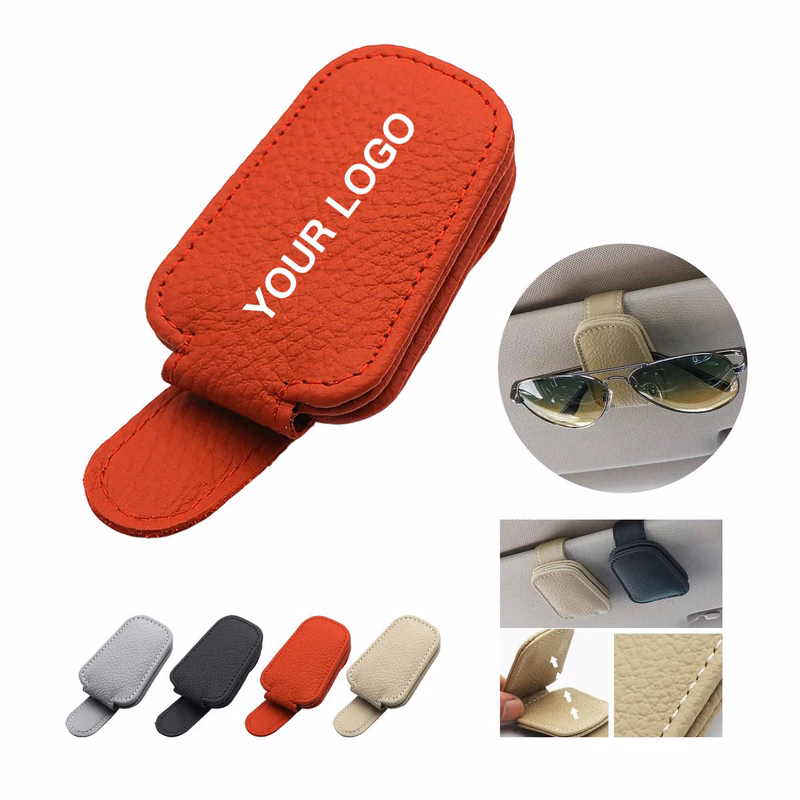 PU Leather Eyeglass Holder for Vehicle Visor