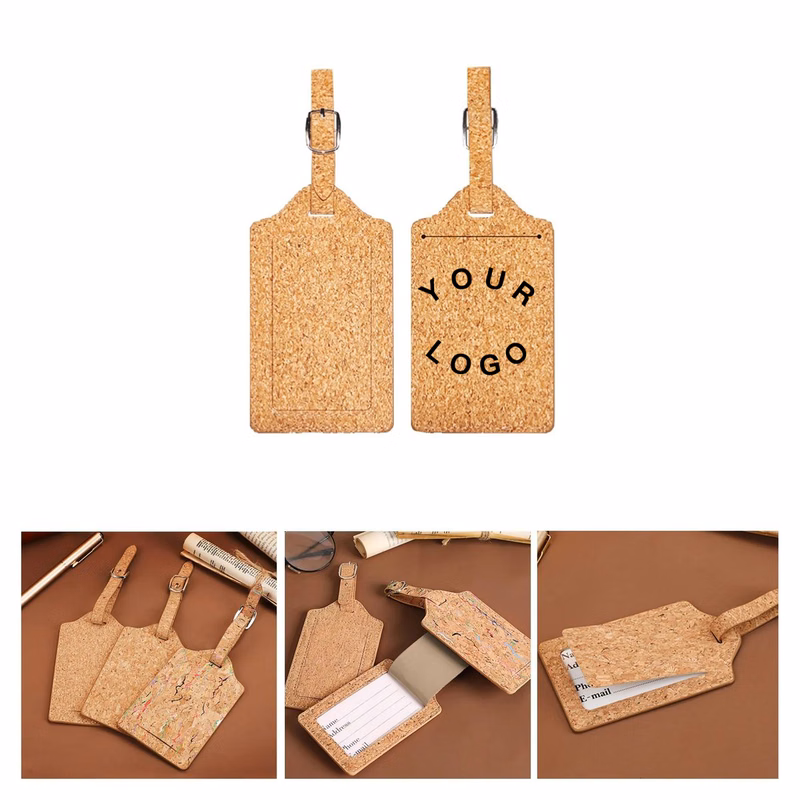 Cork Luggage Tag with Metal Buckle Strap