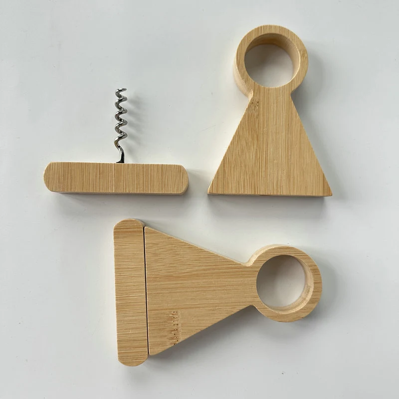3 in1 Bamboo Wine Bottle Stand with Corkscrew 1
