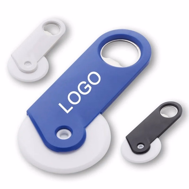Customized roller pizza knife stainless steel bottle opener