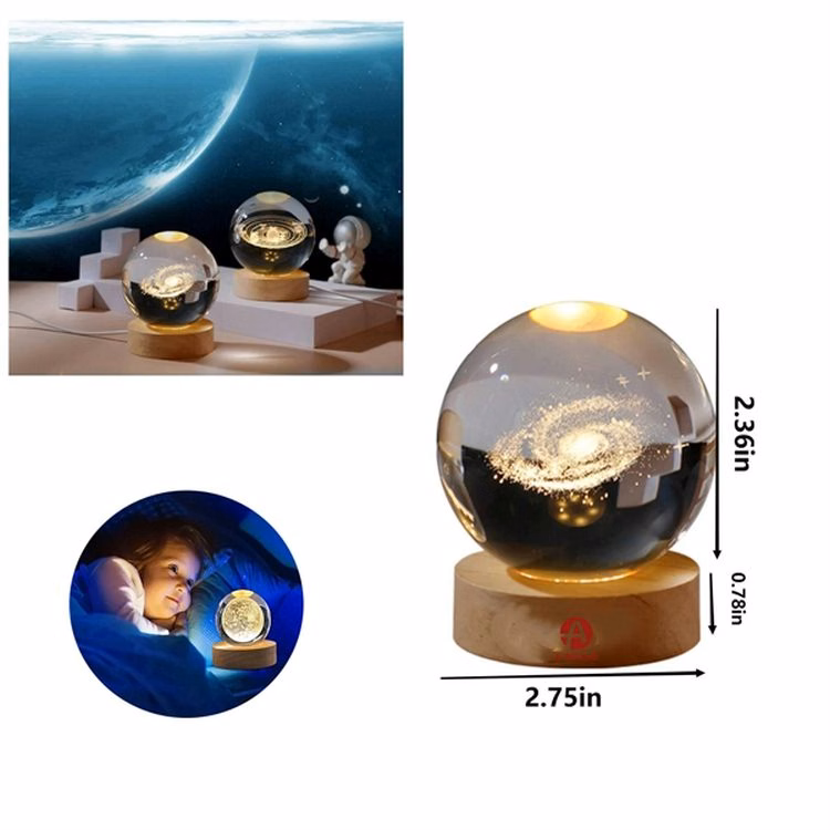 3D Galaxy Crystal Ball Night Light