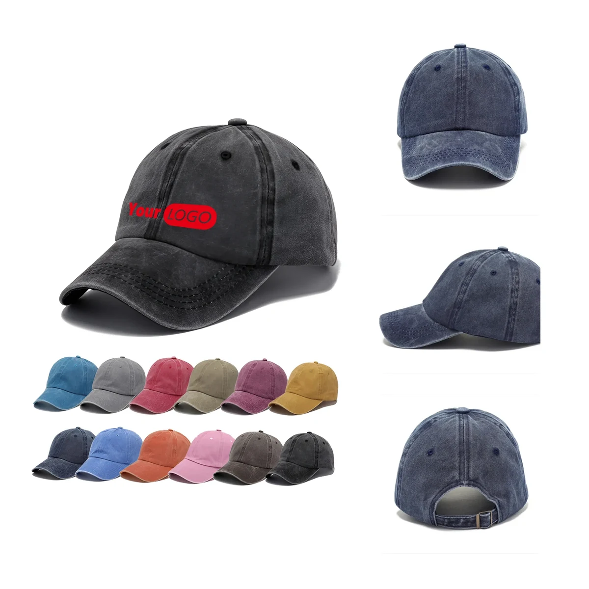 Washed Embroidery Baseball Cap 1