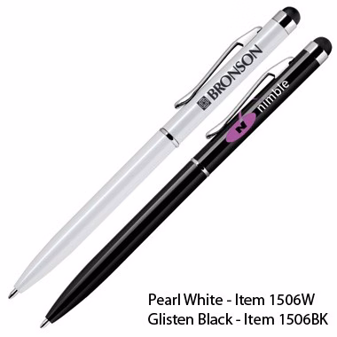Aluminum Ball Point Pen and Stylus / Glisten Black
