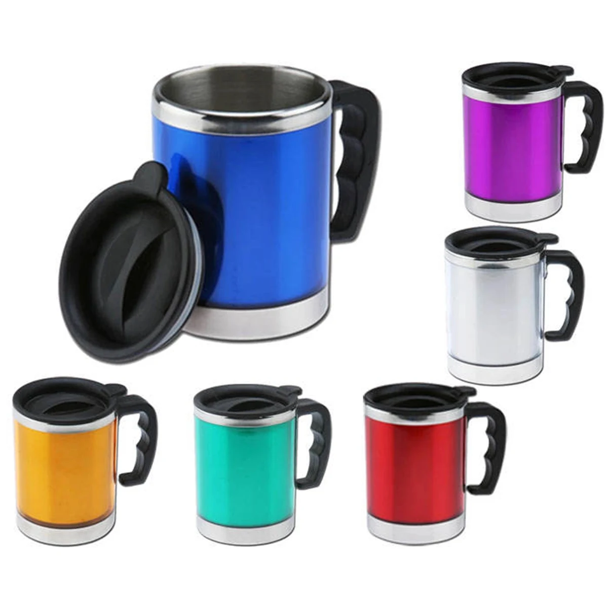 15 Oz. Plastic Shell Double Wall Coffee Travel Mug With Lid 1