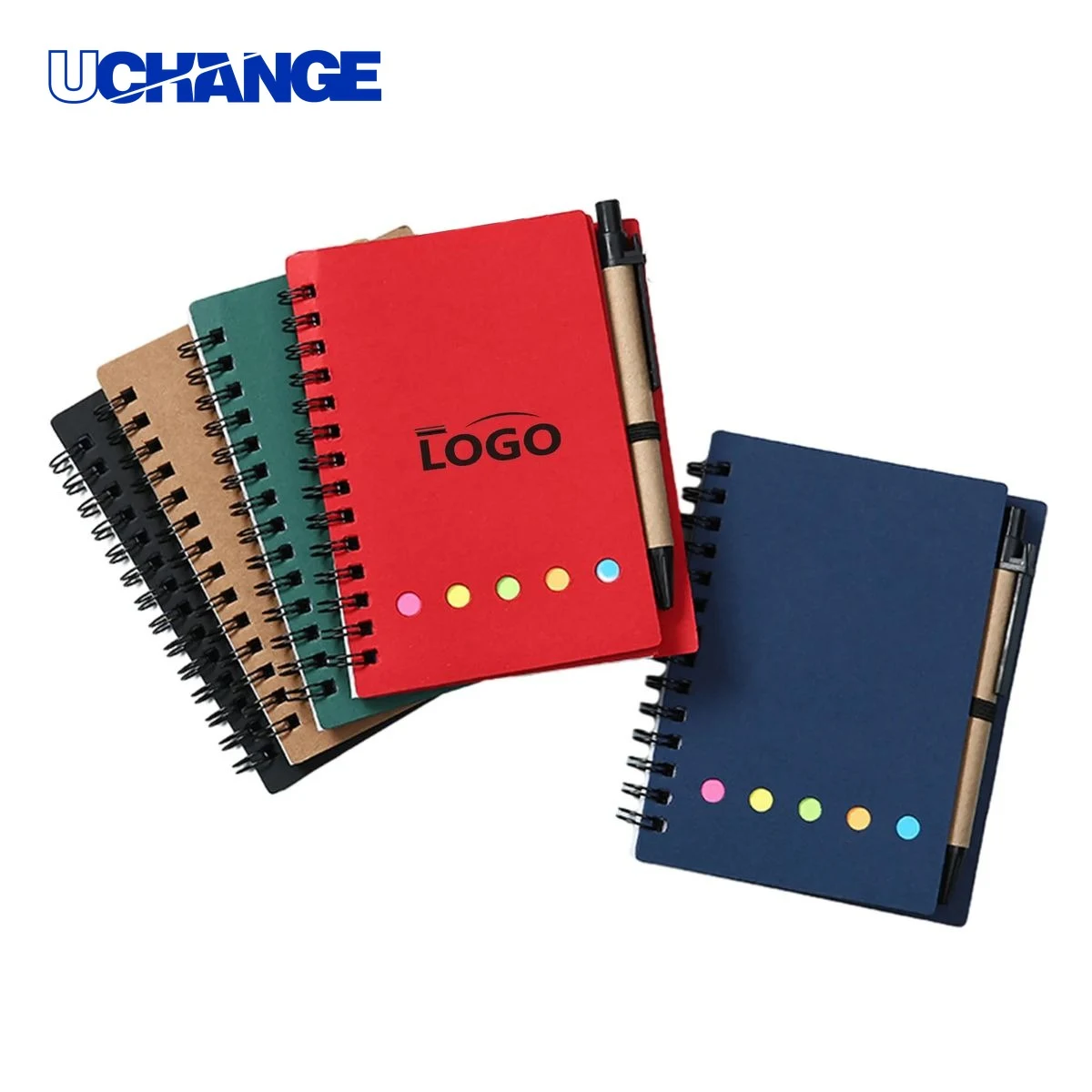 Brown Paper Notebook with Sticky Notes Set 1