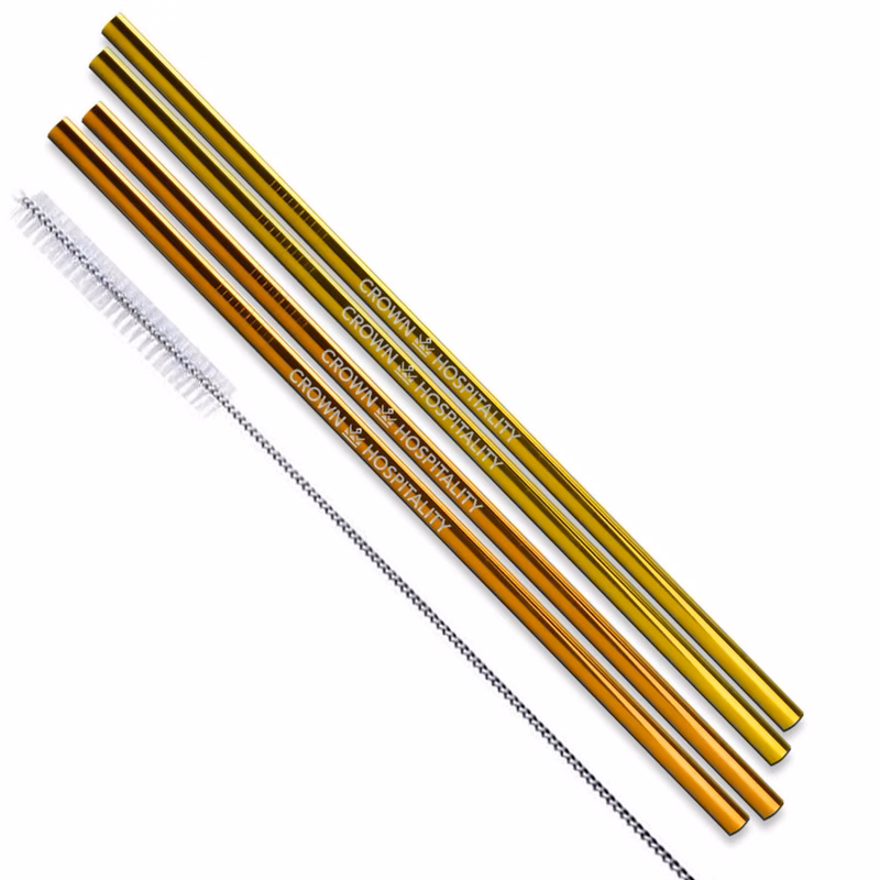 Straight Stainless Steel Straws: Set Of 4 In Copper: Set of 4 in Gold and/or Copper