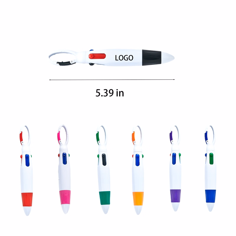 4 Color Carabiner Clip Multicolor Ballpoint Pen