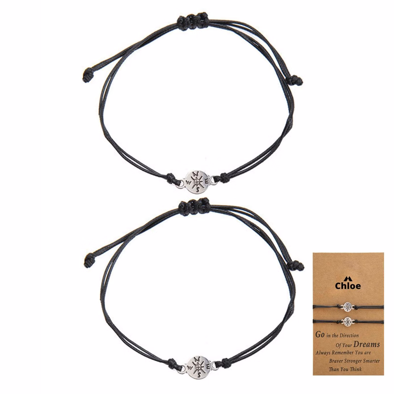 Graduation Gifts compass hand woven adjustable card bracelet