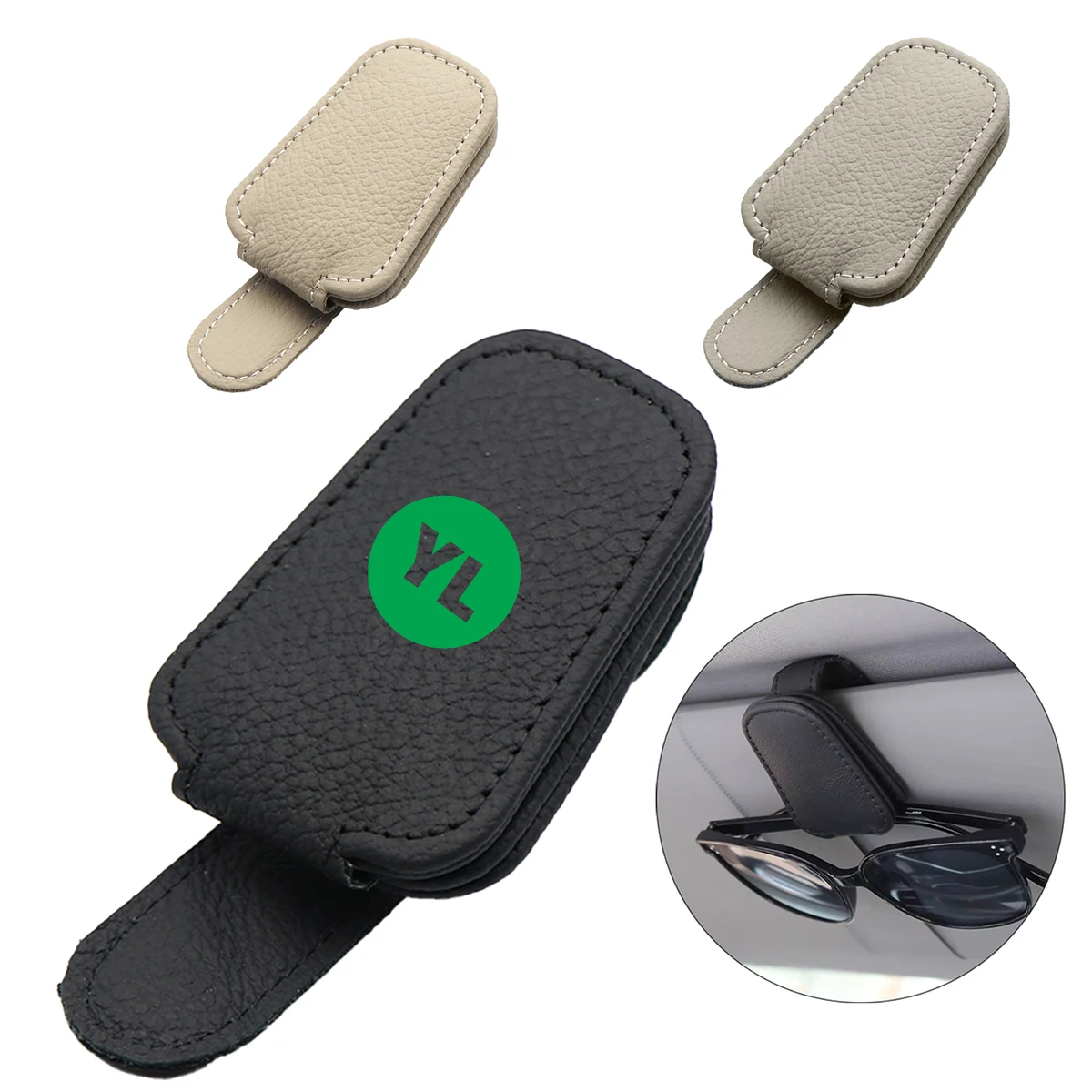PU Leather Magnetic Eyeglass Clip for Car Sun Visor MOQ 50 1