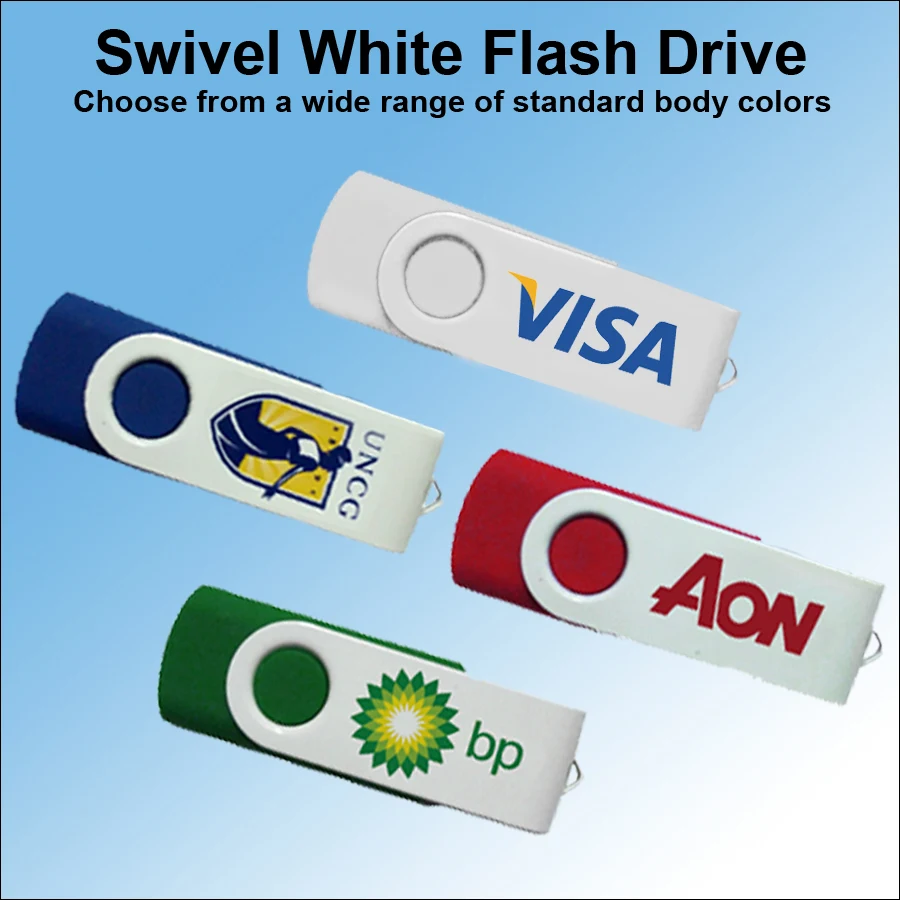 Swivel White Flash Drive / USB - 128 MB Memory 1