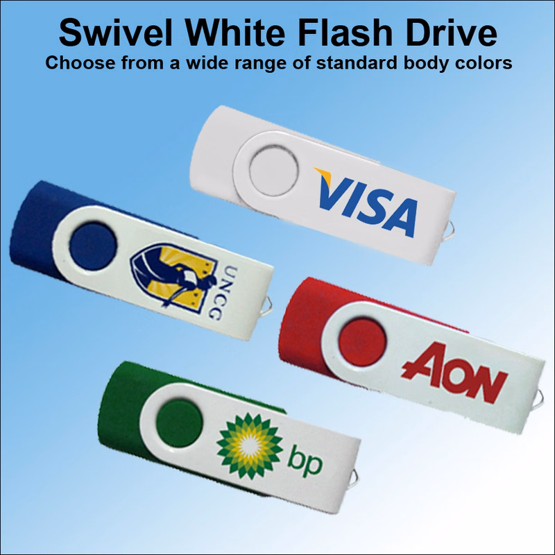 Swivel White Flash Drive / USB - 256 MB Memory