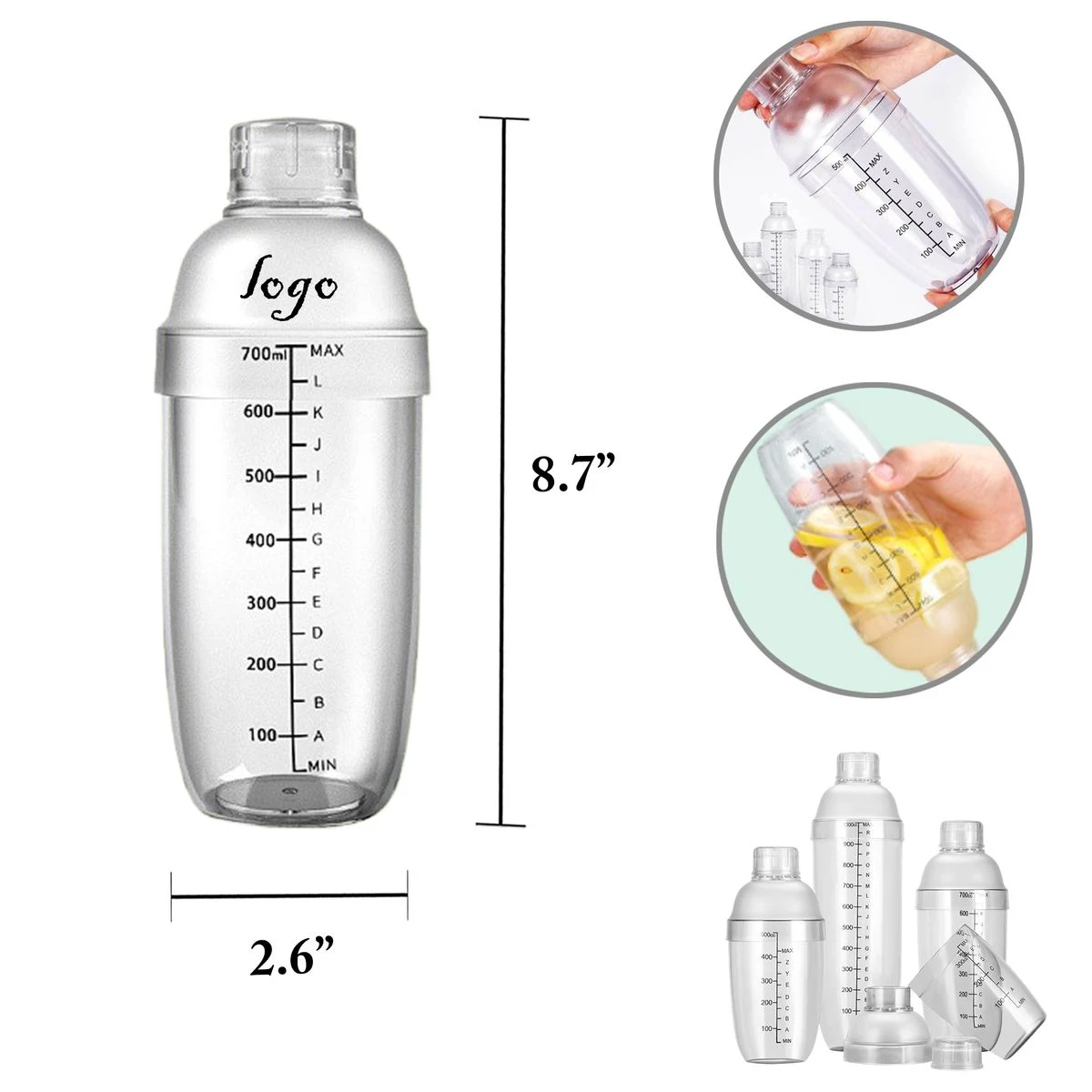 MOQ50 24oz Black Cocktail Shaker for Milk Tea 1