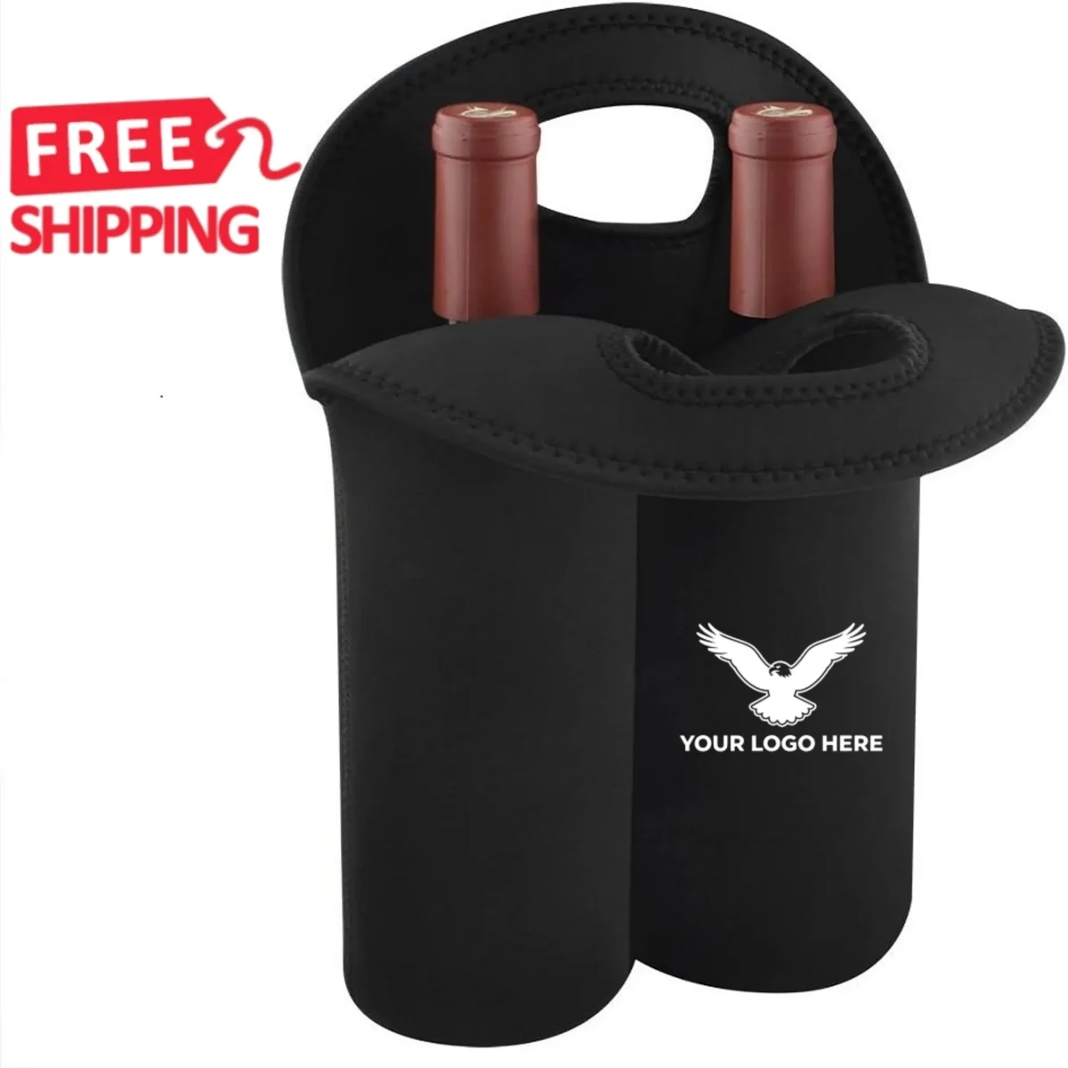 Neoprene Dual Bottle Wine Tote Travel Carrier Bag 1