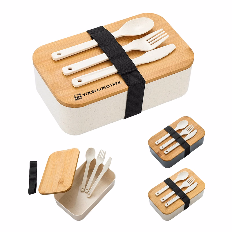 Divided Bento Box with Bamboo Lid Lunch Set
