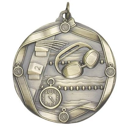 Swimming Die Cast Medal, 2 1/4" 1