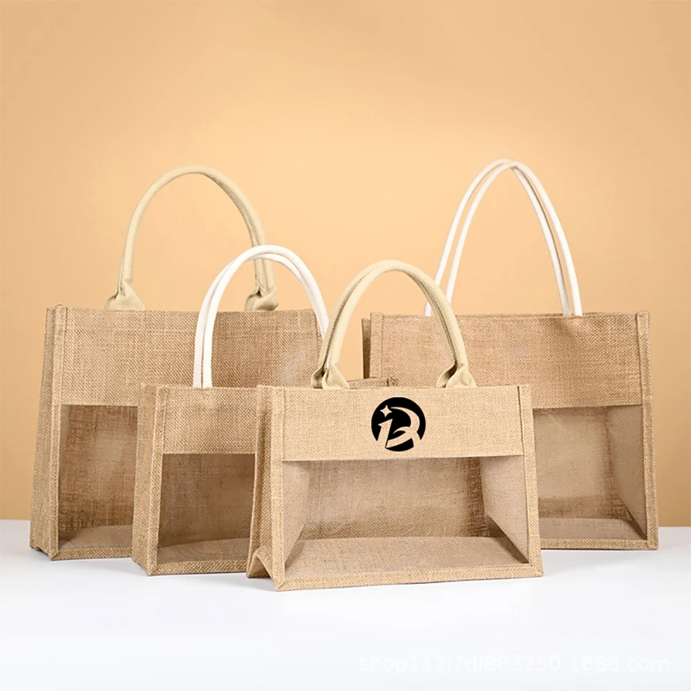 Jute Tote Bag with Transparent Panel 1