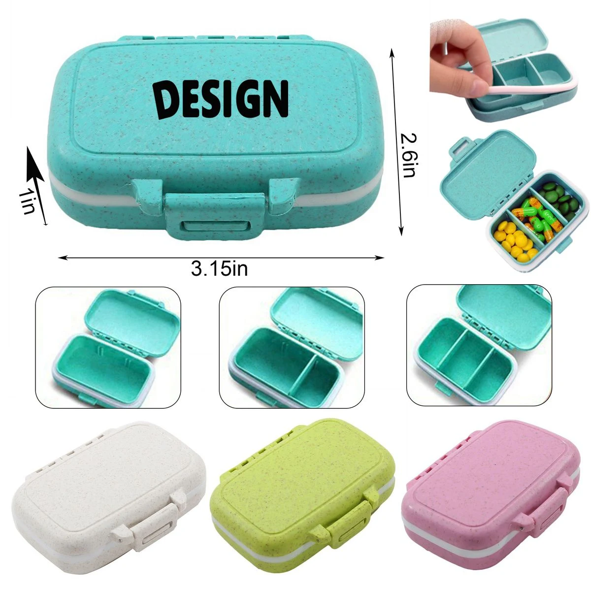 MOQ50 3 Compartments Portable Small Pill Case 1