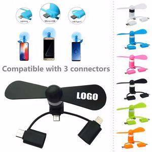 3 In 1 Mini Fan For Smart Phone Portable USB And USB C Compatible