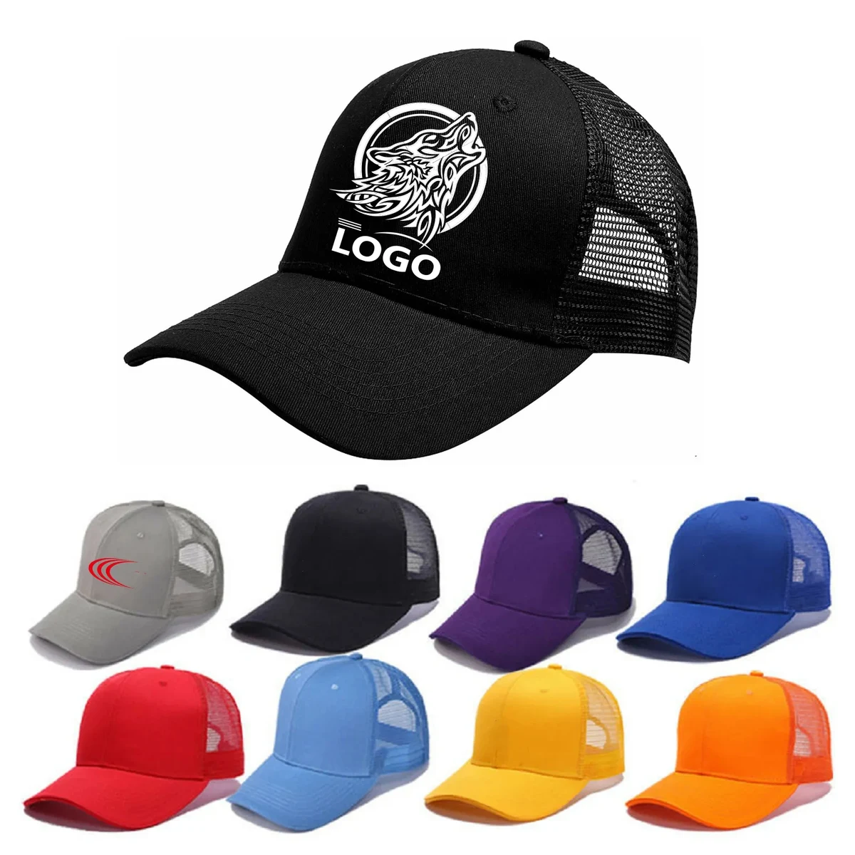 Embroidered Cotton Baseball Cap with Mesh Back 1