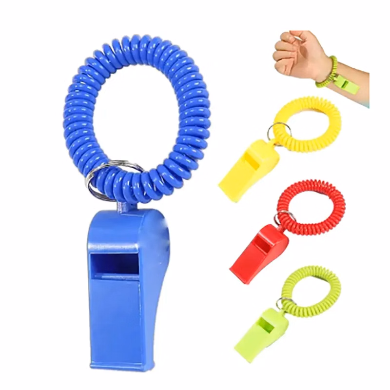 Coaches Referees Whistle with Coiled Bracelet Keychain