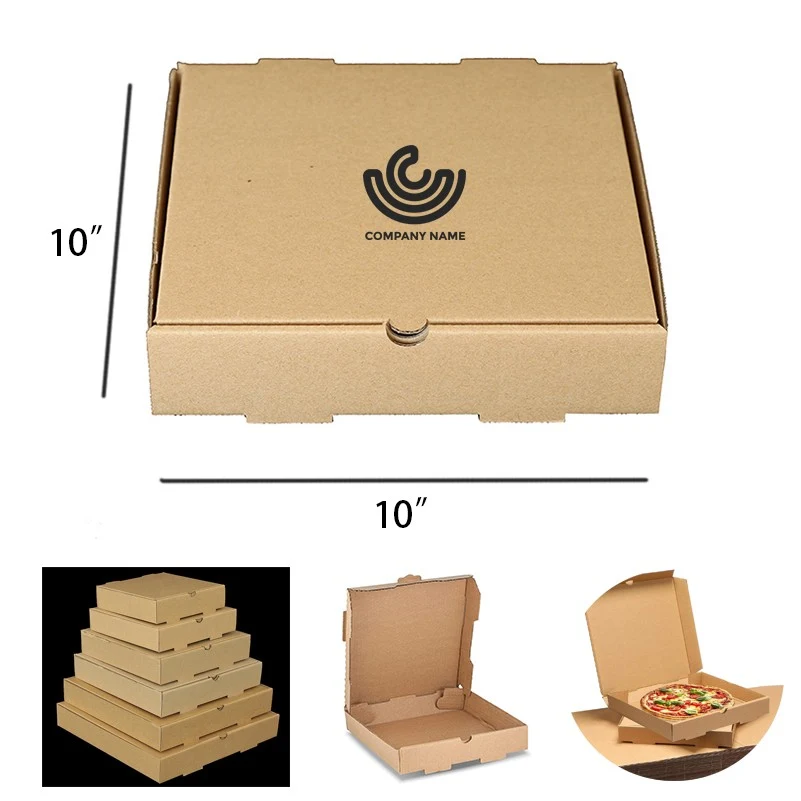 10" Kraft Cardboard Pizza Boxes 1