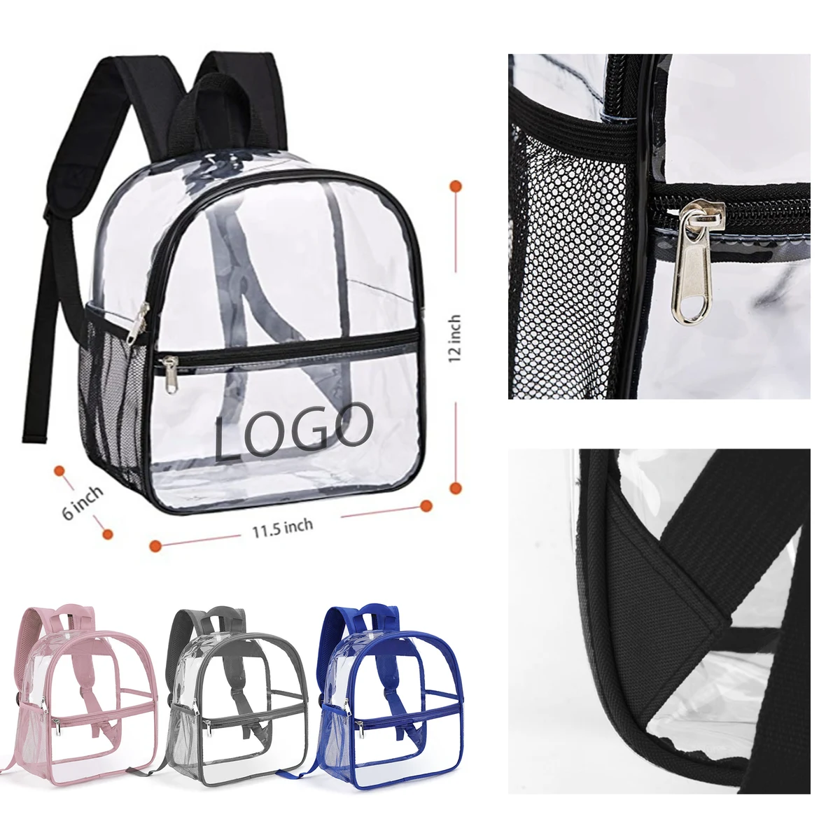 MOQ 10 PCS Stylish PVC Transparent Backpack 1