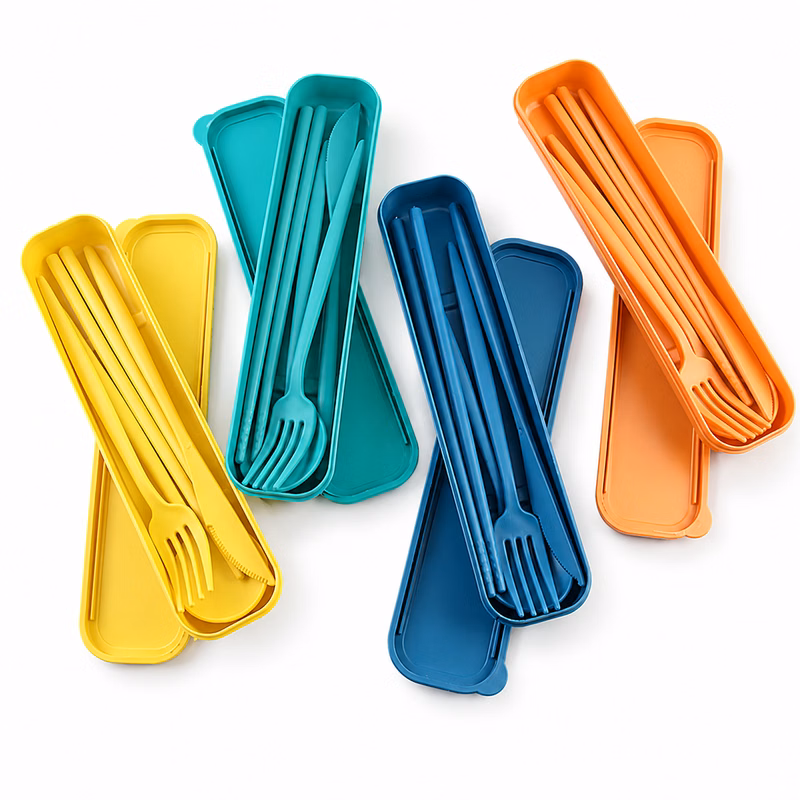 Wheat Straw Portable Cutlery Set Travel Flatware Utensils