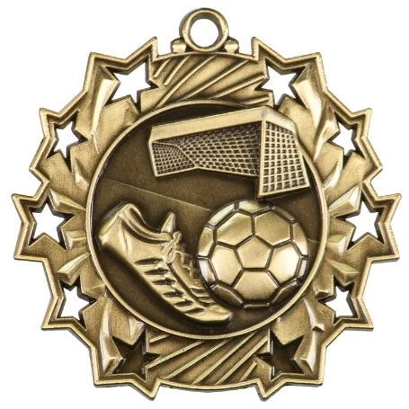 Soccer Ten Star Medal, 2-1/4" 1