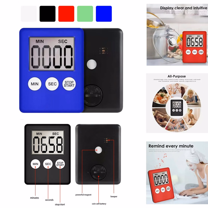 LCD Digital Screen Square Cooking Timer With Magnet