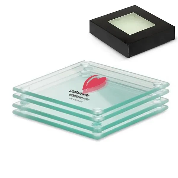 Square Shaped Glass Coaster Set of 4 Pack 1