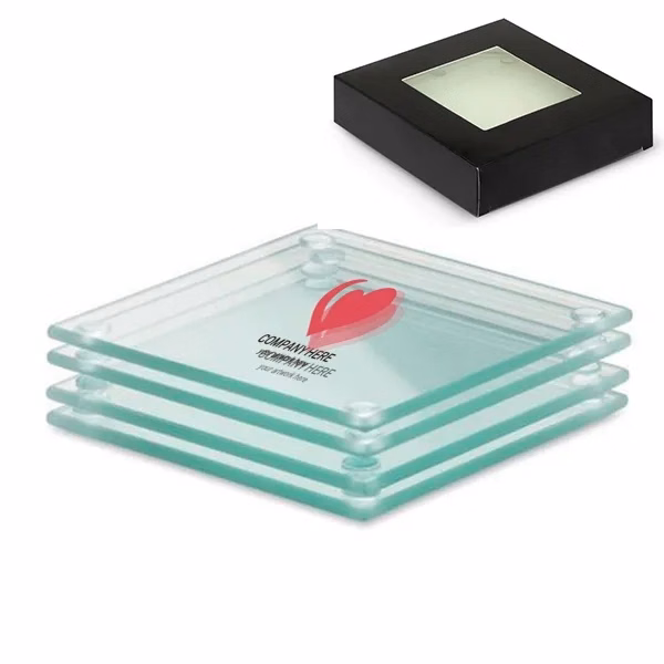 Square Shaped Glass Coaster Set of 4 Pack