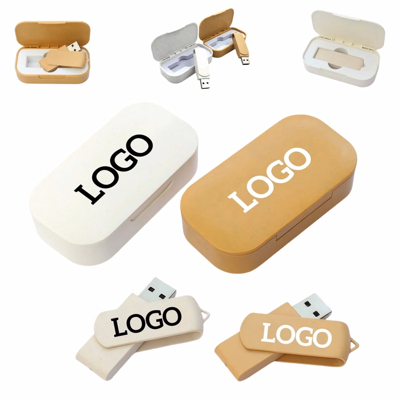 Wheat Straw USB Flash Drive with Case