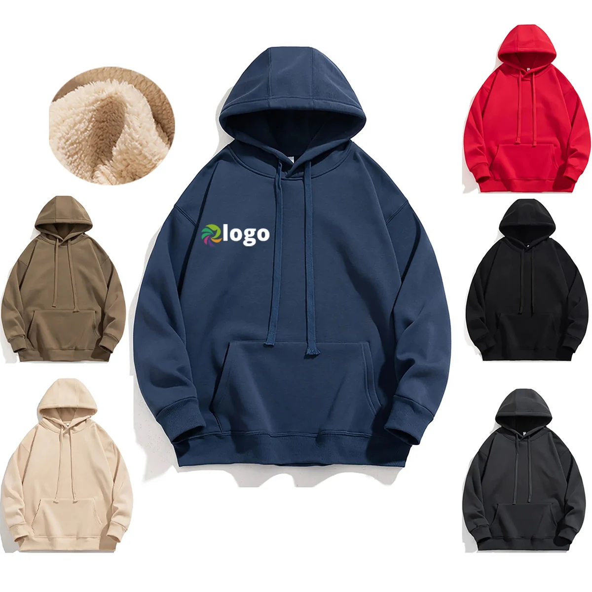 Custom Thicken Fleece Hoodie with Pocket Low Moq, custom hoodie or sweatshirt with logo imprint 1