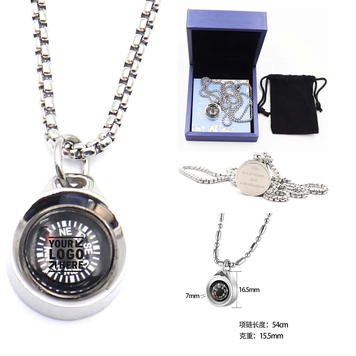 Women Men Best Friends Silver Navigation Necklace Compass Stylish Jewelry Gift Wrap 1