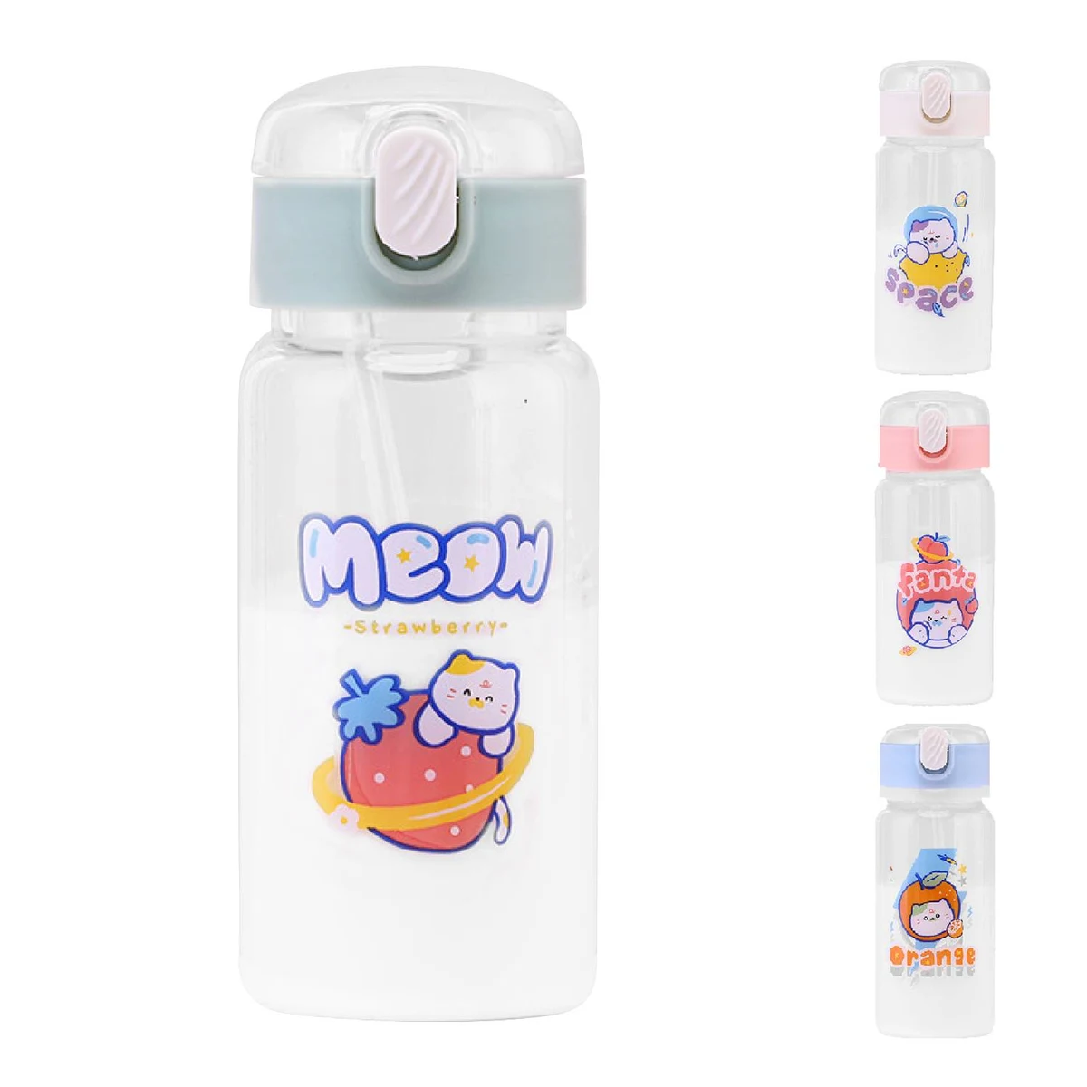 Single-layer bouncing lid glass water bottle straw cup 1